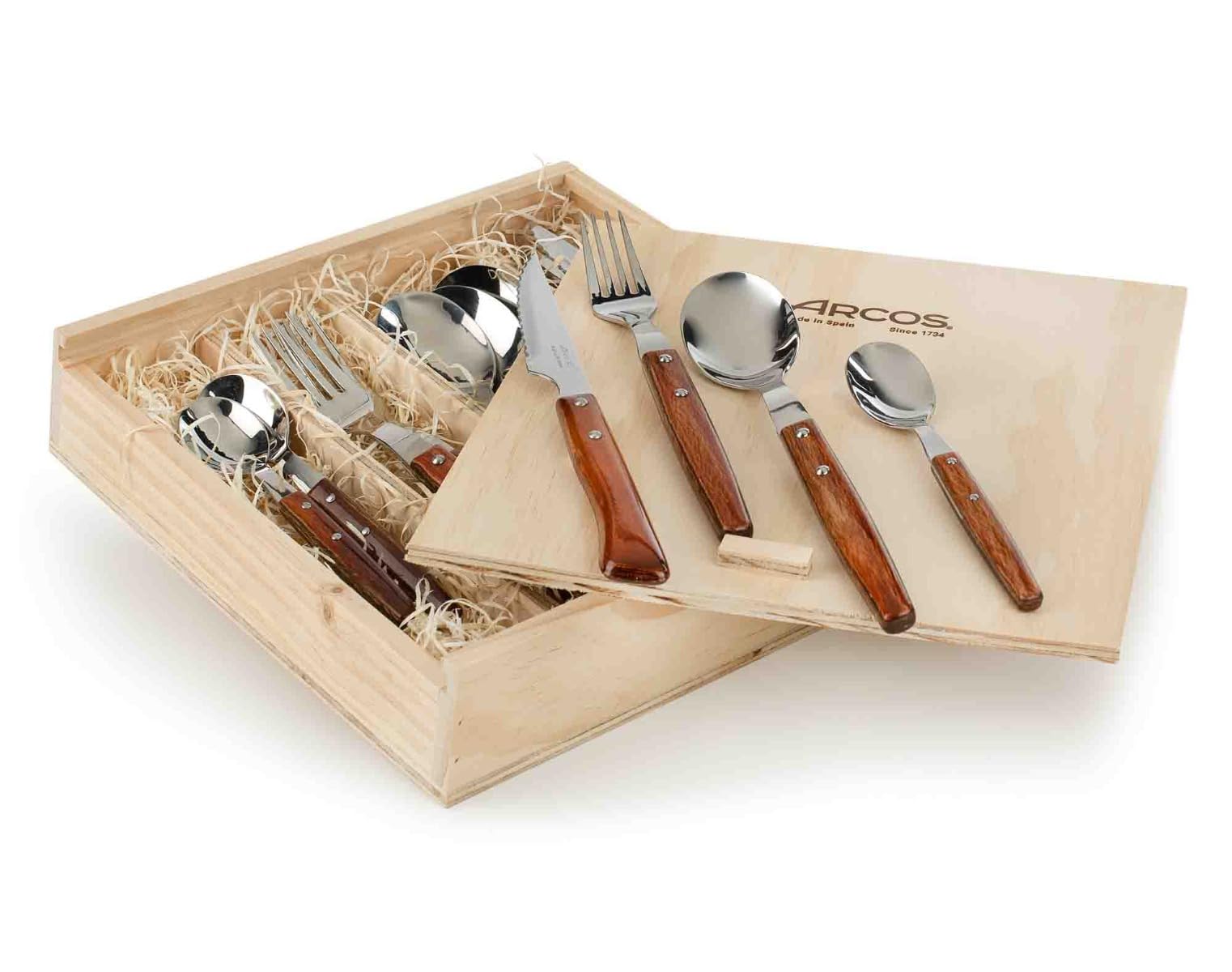 Arcos Serie Gregorio Arcos Besteckset, 16-teilig, Edelstahl, Holzgriffe, Braun