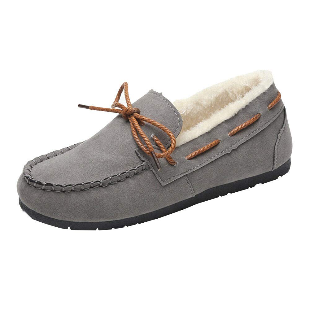 Meijunter Loafers Women - Warm Lining Winter Moccasins Indoor Outdoor Slippers