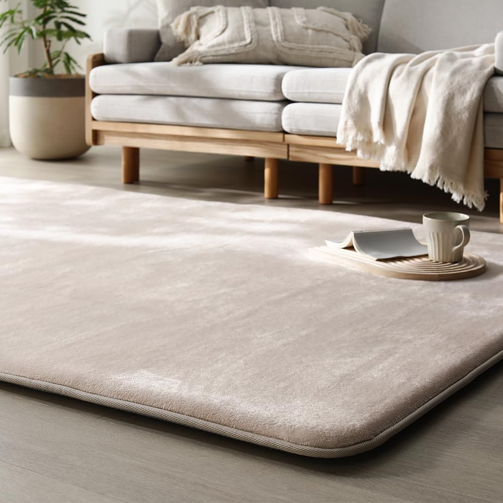 Amazon | RASIK ラグマット カーペット 約130×190cm ベージュ もっちり