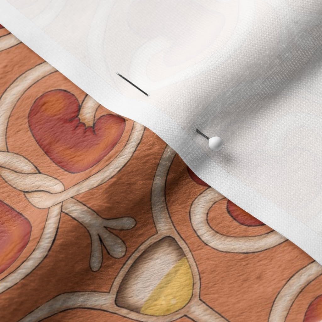 Spoonflower Fabric - Burnt Orange Medical Anatomy Body Guts Printed on Minky Fabric by The Yard - Sewing Baby Blankets Quilt Backing Plush