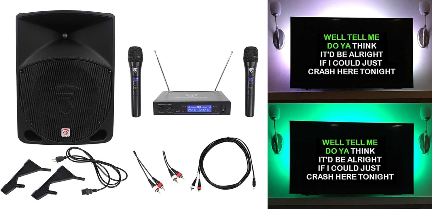 Rockville 10" Powered Karaoke Machine/System w/LED's+(2) Wireless Microphones