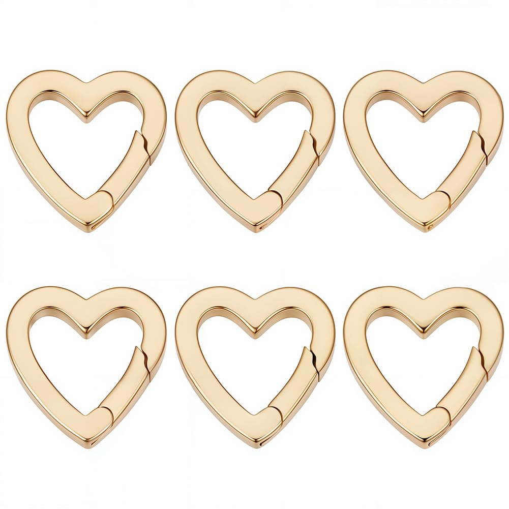 Anillos de resorte de corazón SUNNYCLUE en latón con chapado de oro de 18k para joyas finas