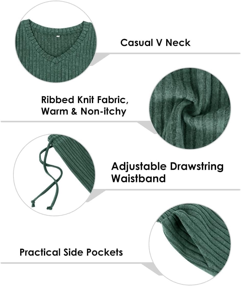 TIYOMI Ladies Plus Size Green 4X Sweater Outfits Long Sleeve Pullover Knitting Suits Winter Sweatersuits Casual 2 Piece Lounge Sets 4XL 24W 26W - Image 6