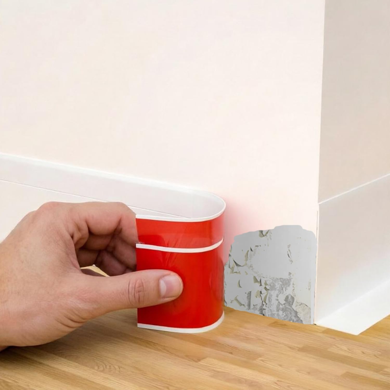 Zócalo autoadhesivo, 18 m, de PVC, 50 x 20 mm, resistente al agua, flexible, fácil montaje, renovación DIY para cocina, baño, pared, suelo, color blanco