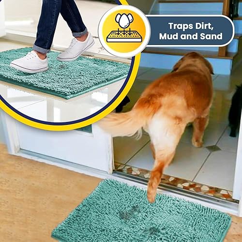 Vista 245 de Muddy Mat® - Tapete de microfibra superabsorbente para mascotas, antideslizante y lavable, de felpilla, secado rápido, para entrada