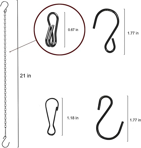 Miniatura 2 de BLK - Paquete de 15 cadenas colgantes negras con ganchos, cadena de 21 pulgadas para macetas colgantes, comederos de pájaros, canastas, vallas