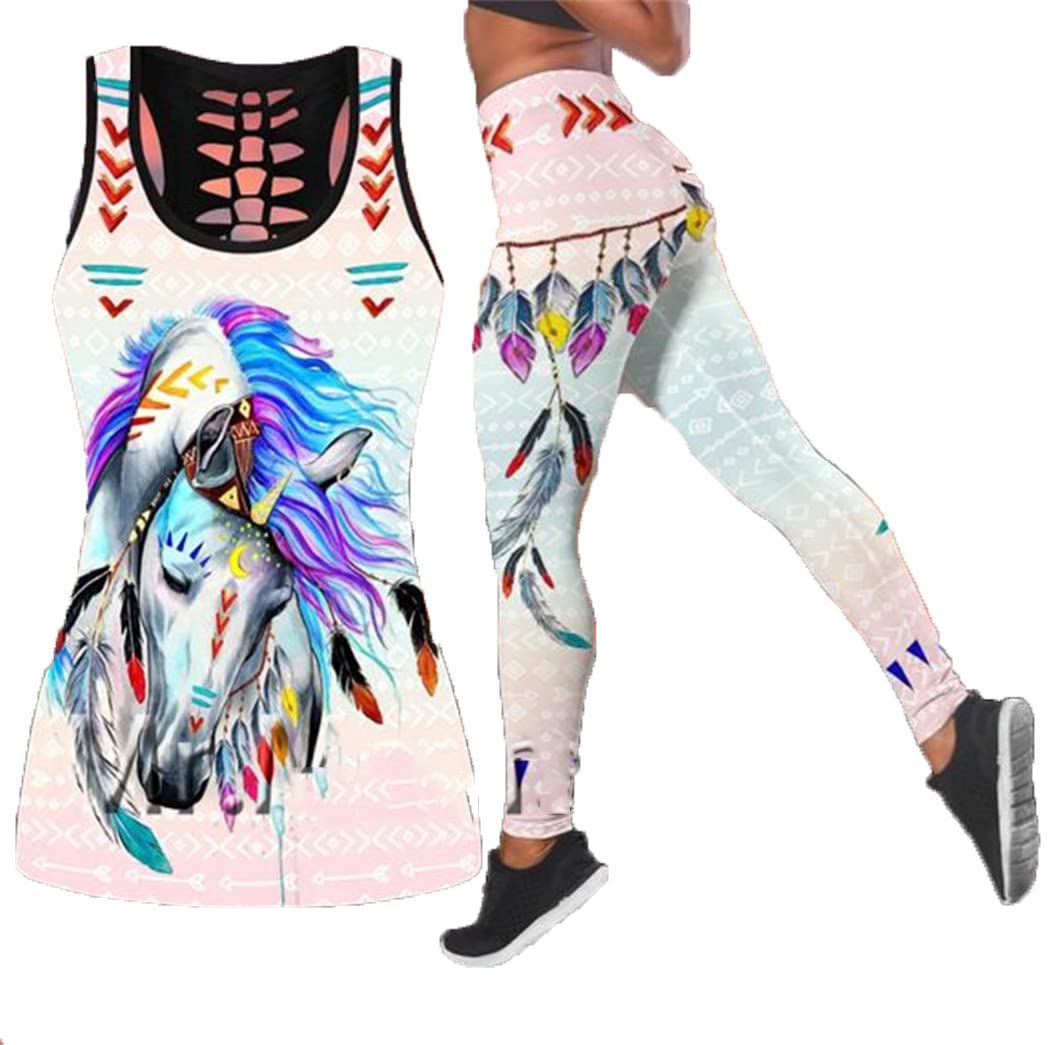 Love Horse 3D-gedrucktes Tanktop für Damen, sexy Weste, Mädchen, modisch, Kawaii-Tank-Tops, Tanktops und Leggings, Large