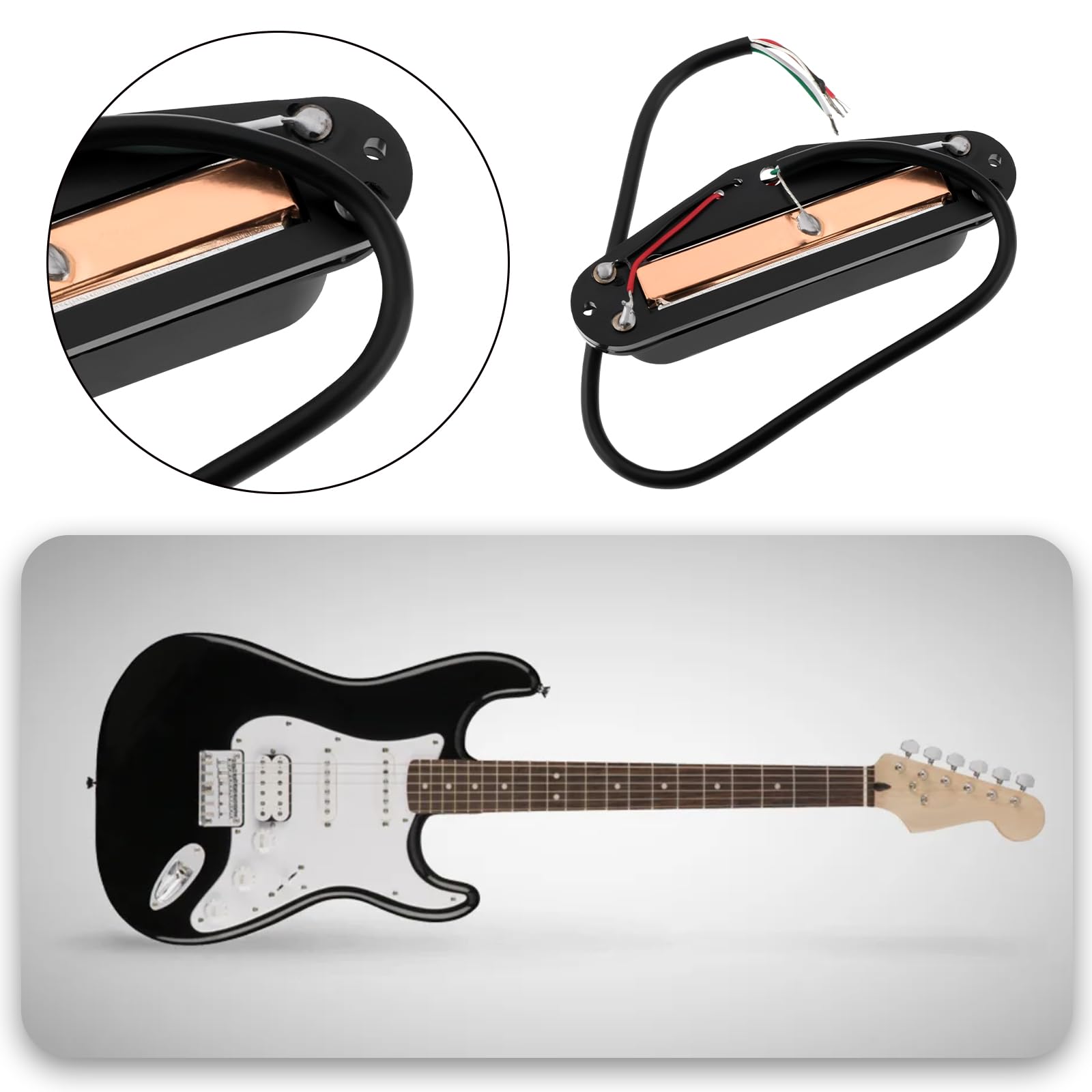 Humbucker-Tonabnehmer High Output 9K Ohm E-Gitarren-Tonabnehmer Kompatibel mit Fender Squier Strat Schwarz