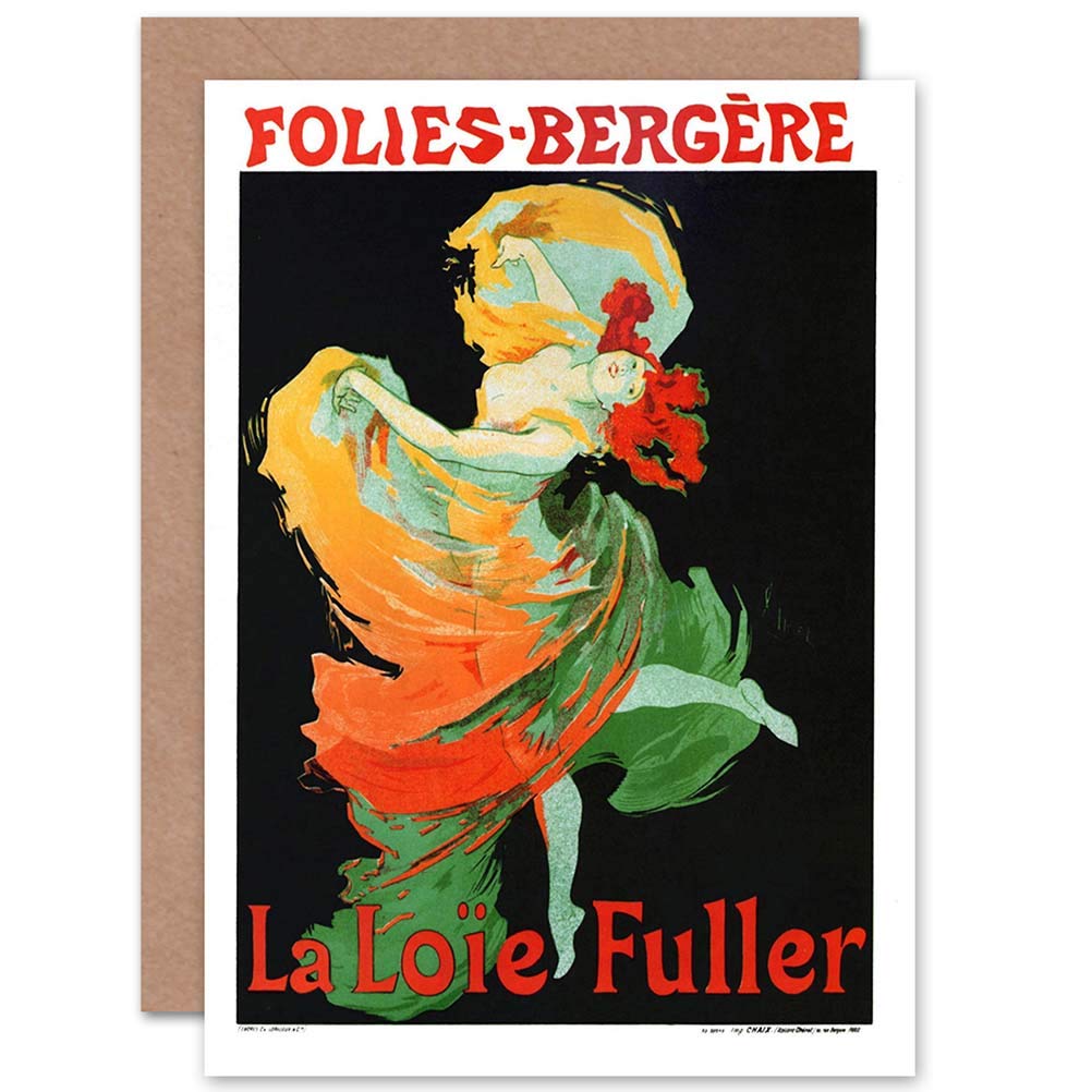 Wee Blue Coo Blue Wee Coo Theatre Stage Cabaret Loie Fuller Folies Bergere Paris Greetings Card