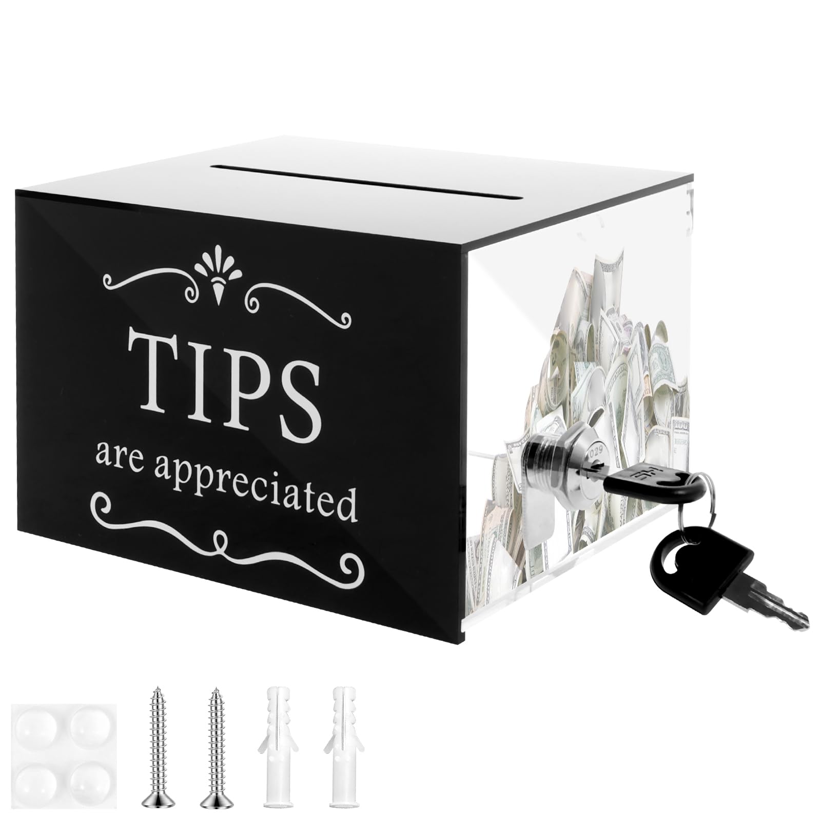 Butory Black Donation Box Acrylic Ballot Box Raffle Box With Lock Safe Reliable Voting Box Portable Suggestion Box Convenient Practical Donation Box Versatile Ballot Box Suitable For Office 7(Black)