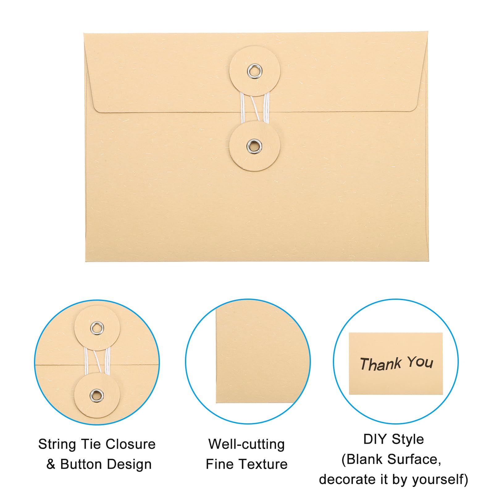 PATIKIL 4.5x6.7 Gift Card Envelopes with String Tie Closure - Image 3
