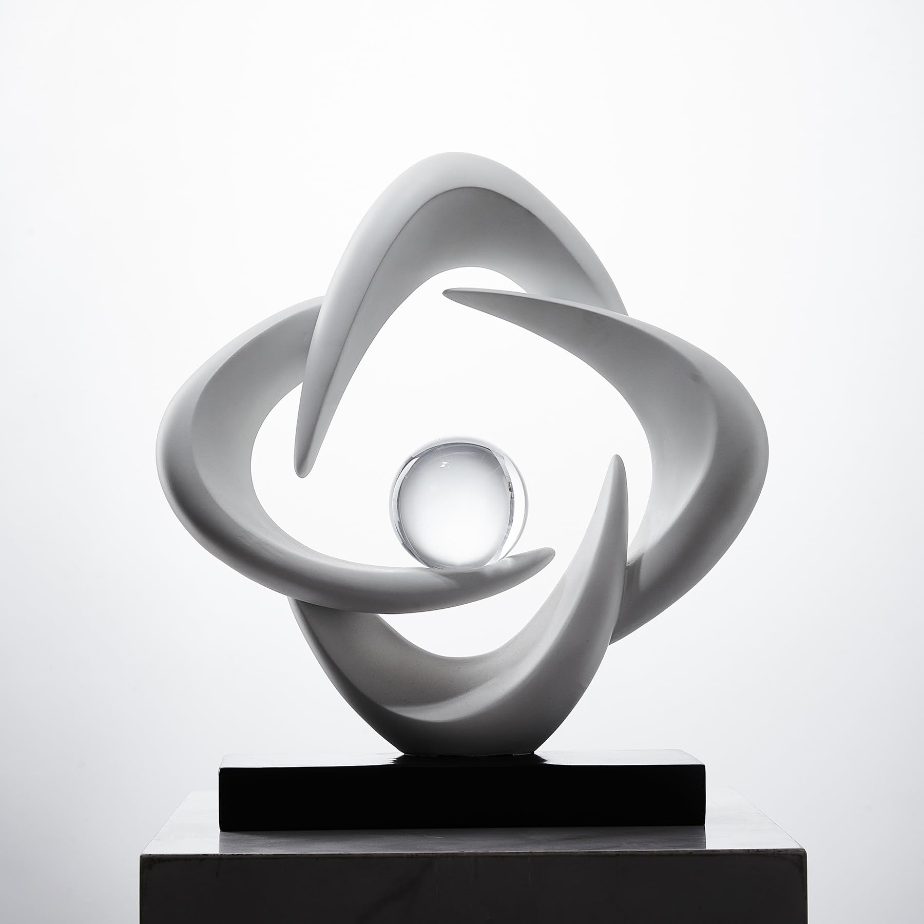 Escultura de arte abstracto, estatua decorativa dorada de resina, adornos blancos modernos para sala de estar, decoraciones modernas para mesa de café, entrada, oficina, coleccionables (blanco)