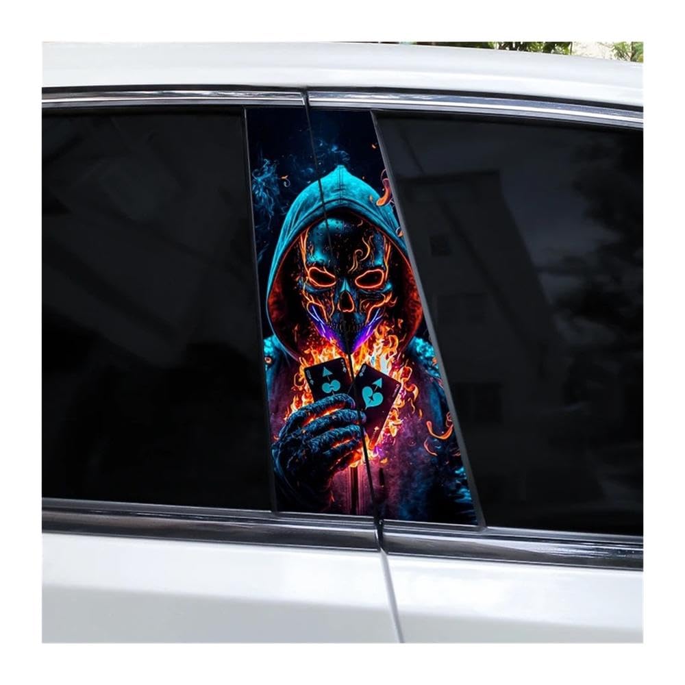 Bertdcx Type A Skull Poker Stickers Car Door Pillar Diy Car Design Cover Scratches Auto Parts(Type A)