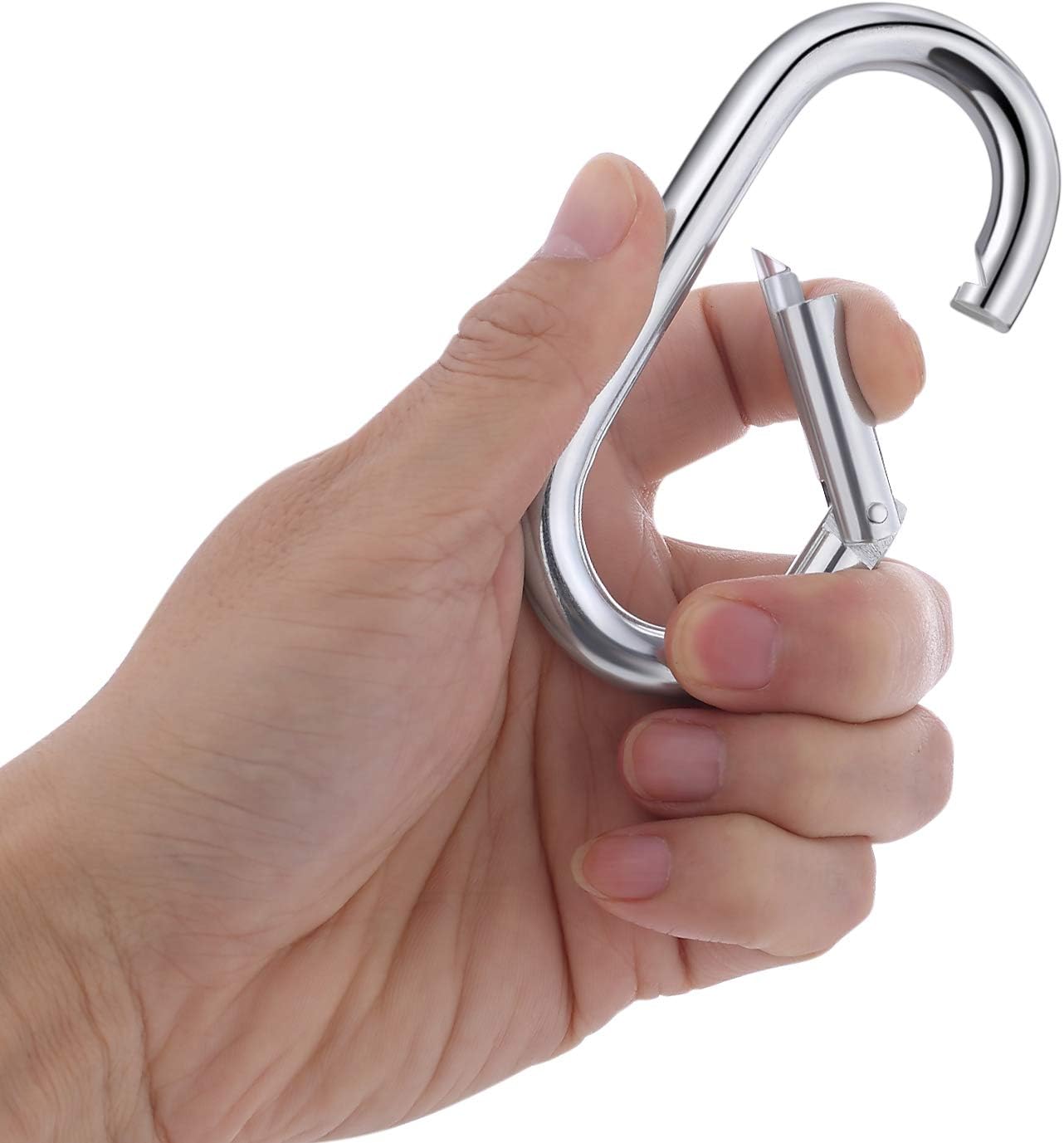 4 Inch Carabiner Clip Heavy Duty Spring Snap Hook Oval Shape 2pcs 10x100mm image 3