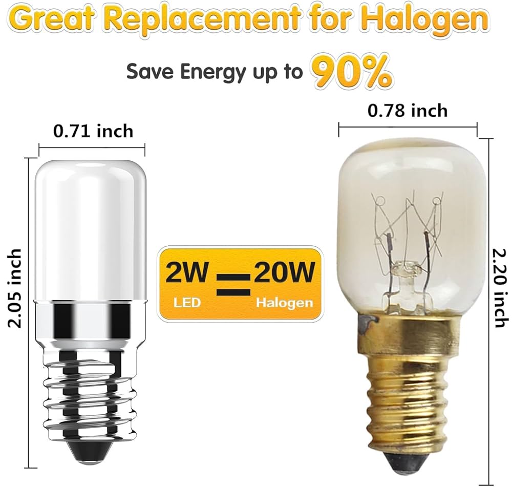 LED Refrigerator Light Bulb, 40W Equivalent, A15 E26 Medium Base, Non- Dimmable 5W 450 Lumens Daylight White 5000K, Waterproof Bulbs For Fridge Freezer Ceiling Fan (2 Pack