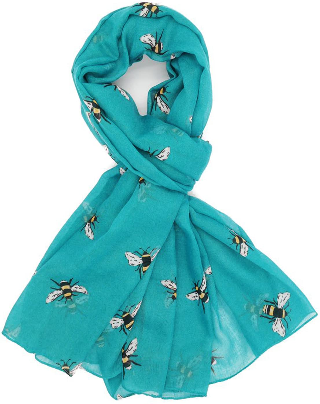 Glamlondon Women's Light Green Bee Scarf Bumble Bees Pattern Design Printed Scarves (Light Green)