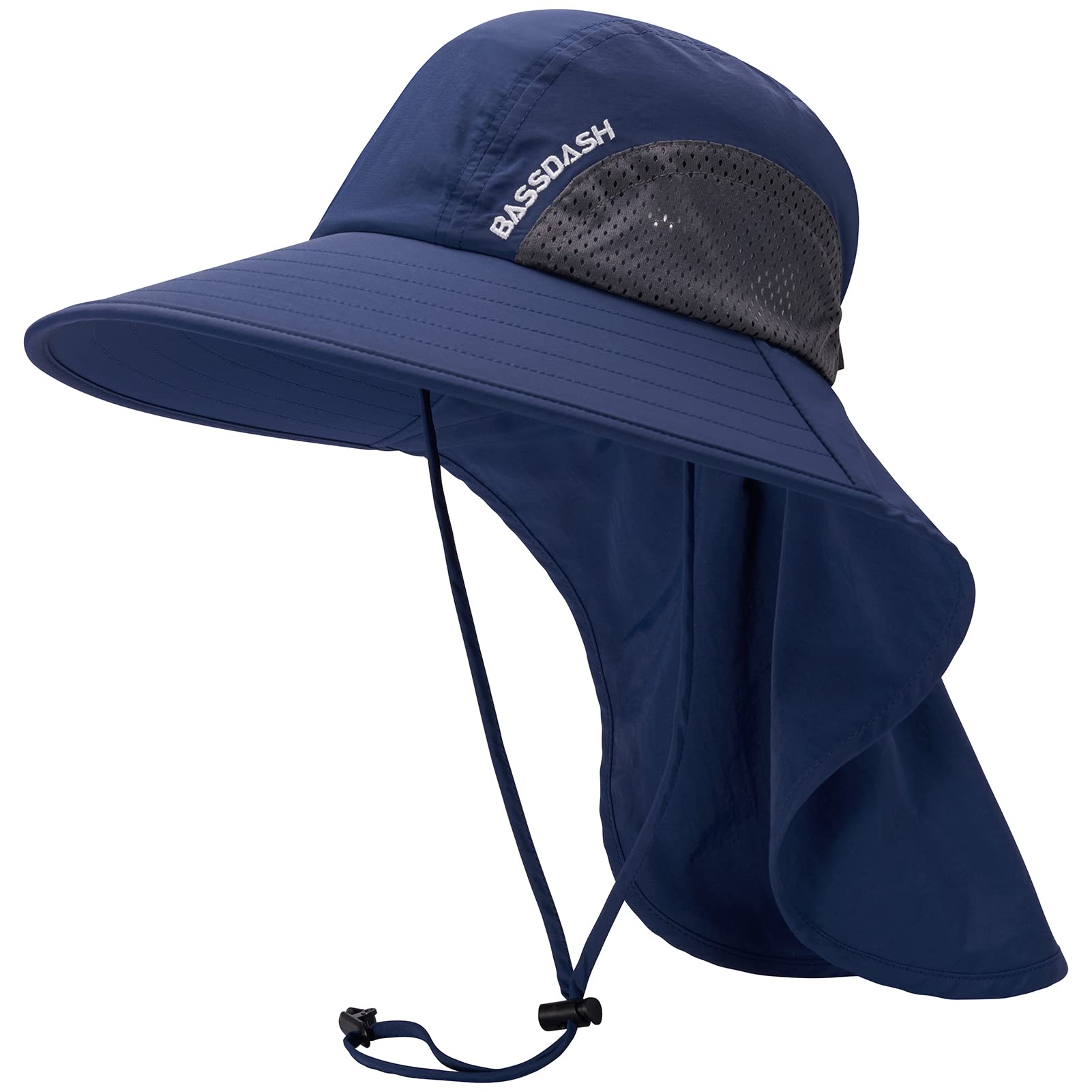 Bassdash Unisex Sonnenhut UPF 50+ Angelhut wasserabweisend breite Kremp mit großem Nackenschutz Pferdeschwanz Herren Damen