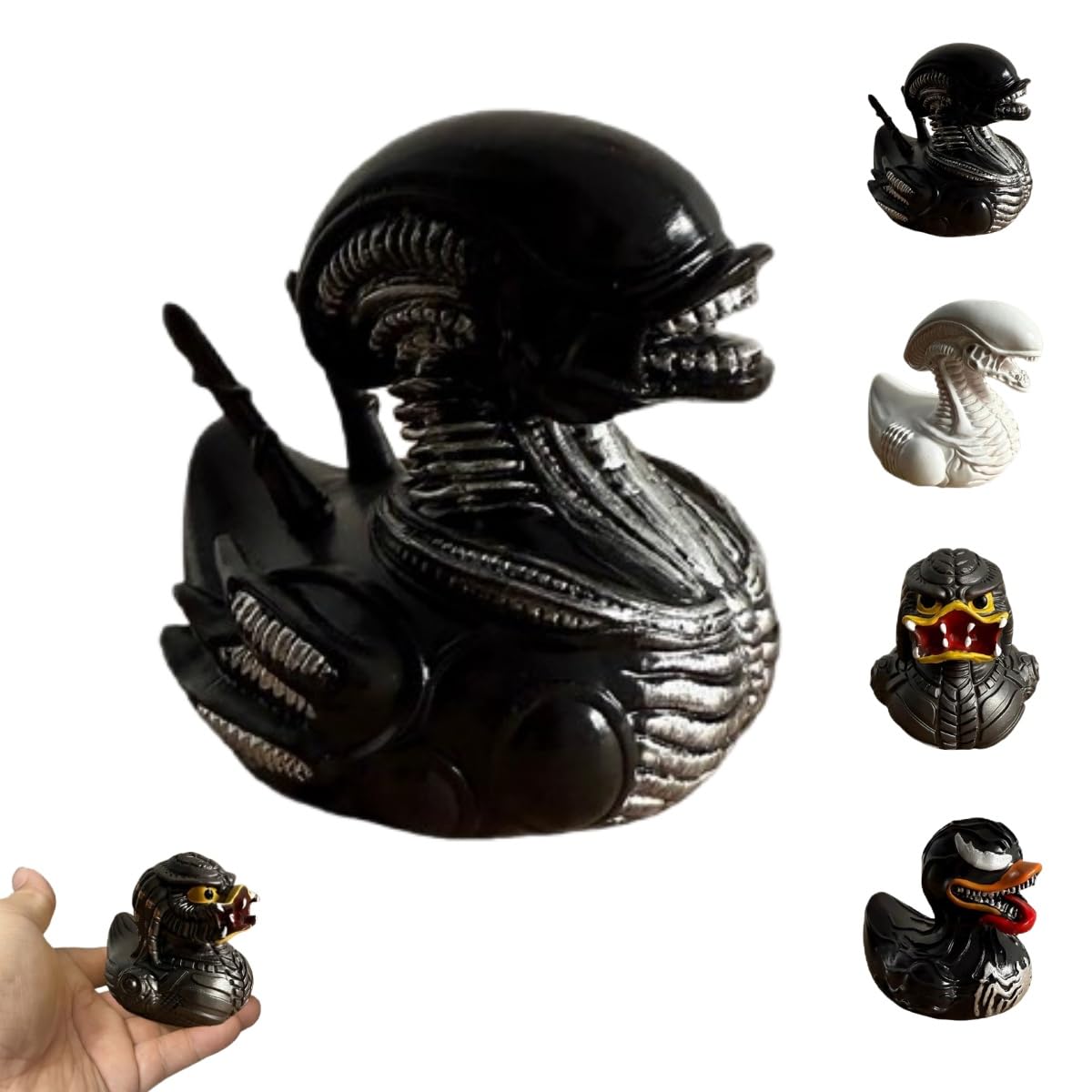 Tiuyii Horror Alien Duck Statue Gothic Satan Duck Figurine Special-Shaped Ducks Sculpture Wicked Punk Resin Ornament for Halloween Home Desktop Decoration