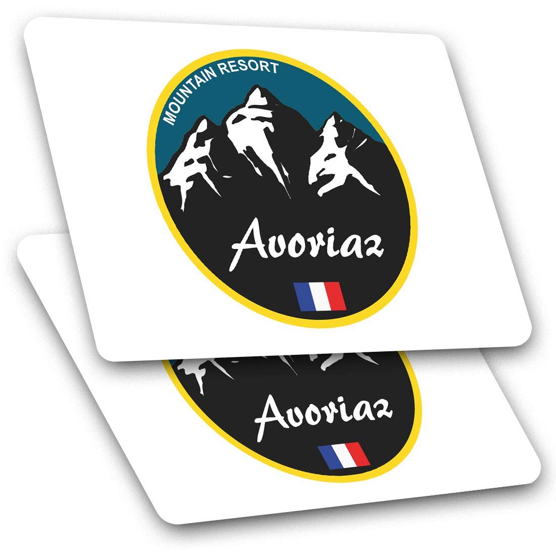 Destination Vinyl Ltd Multi 2 X 7.5Cm Rectangle Stickers - Avoriaz Ski Snowboard Resort France Decals 5318