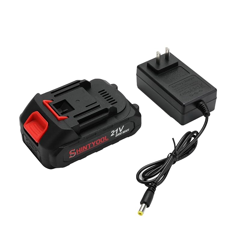 Bateria de lítio 21 V 2,0 Ah com carregador e indicador LED SHINTYOOL para ferramentas sem fio