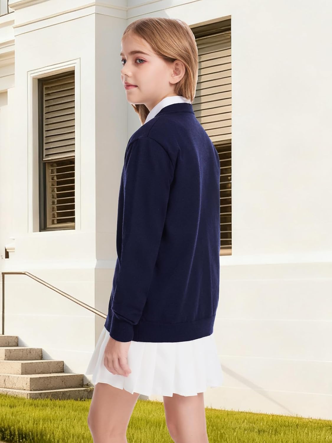 Girls Cardigan Sweater School Uniforms Toddler Long Sleeve Button Knit Solid Sweaters Tops - Image 4