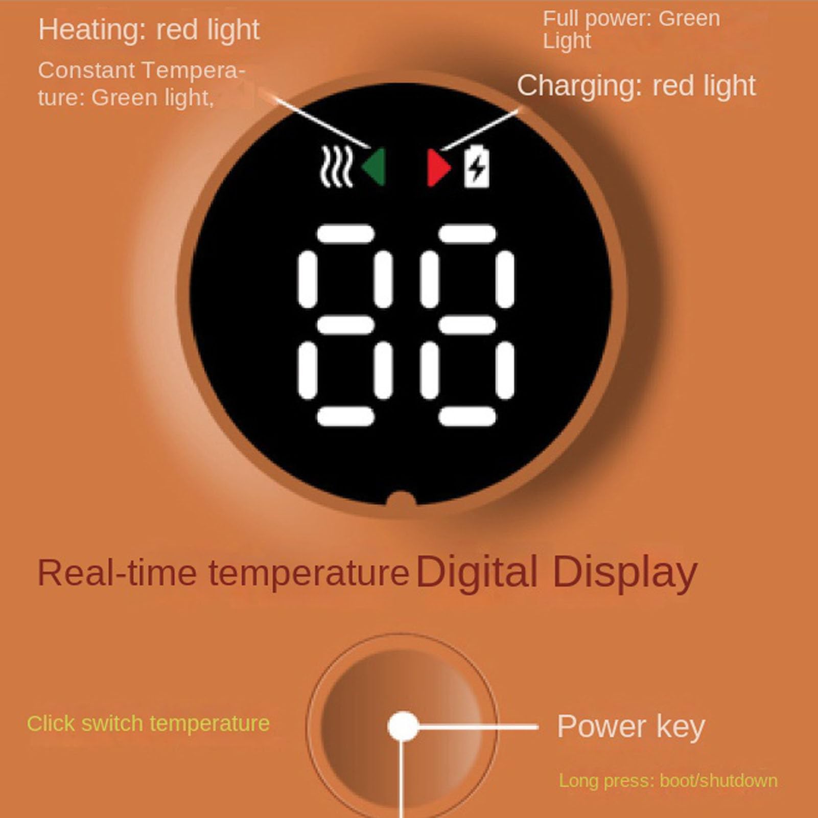 Calientabiberones Portátil, Calientabiberones Inalámbrico Recargable por USB con Pantalla LCD, 6 Ajustes de Temperatura, Calentador Universal de Biberones de Leche Materna