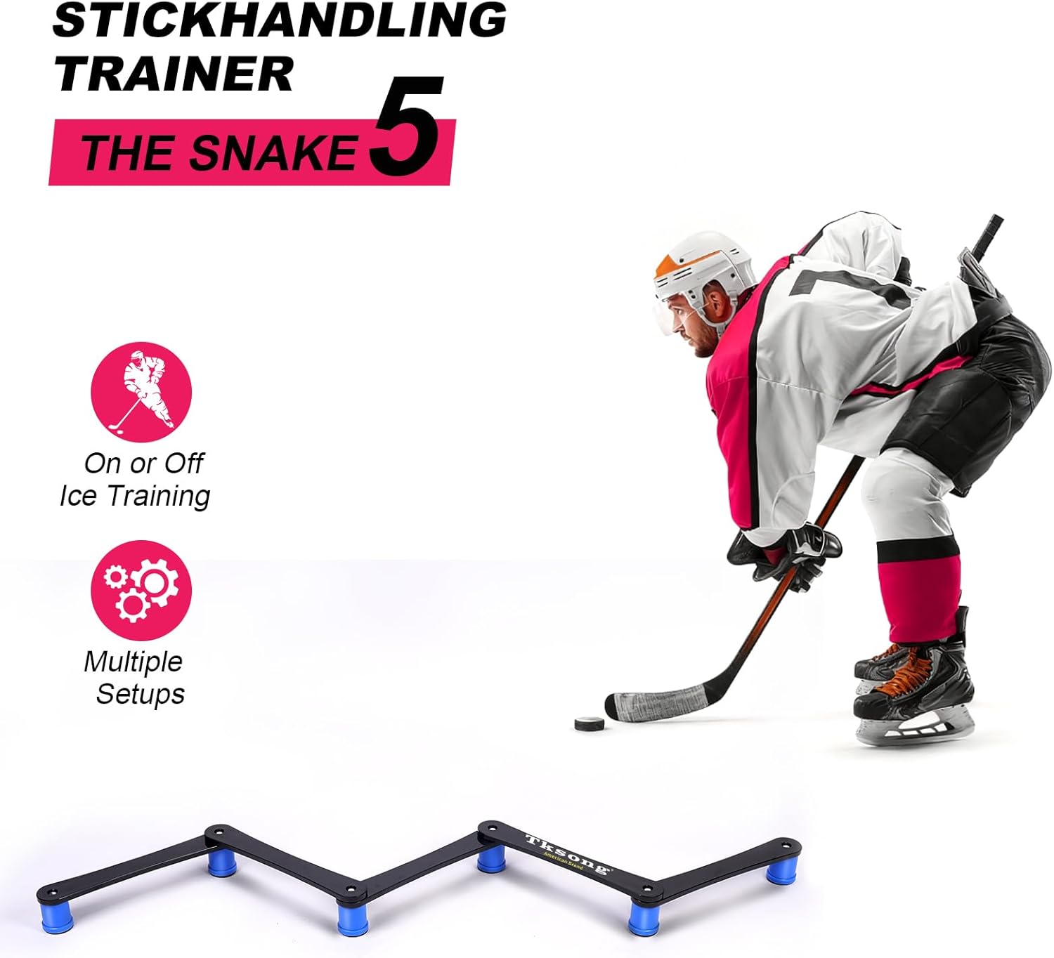 Hockey Training Equipment - Adjustable Hockey Trainer for Stick Handling & Puck Control | Portable Training Aids for Kids & Adults | On/Off Ice Use，5/7 Sections