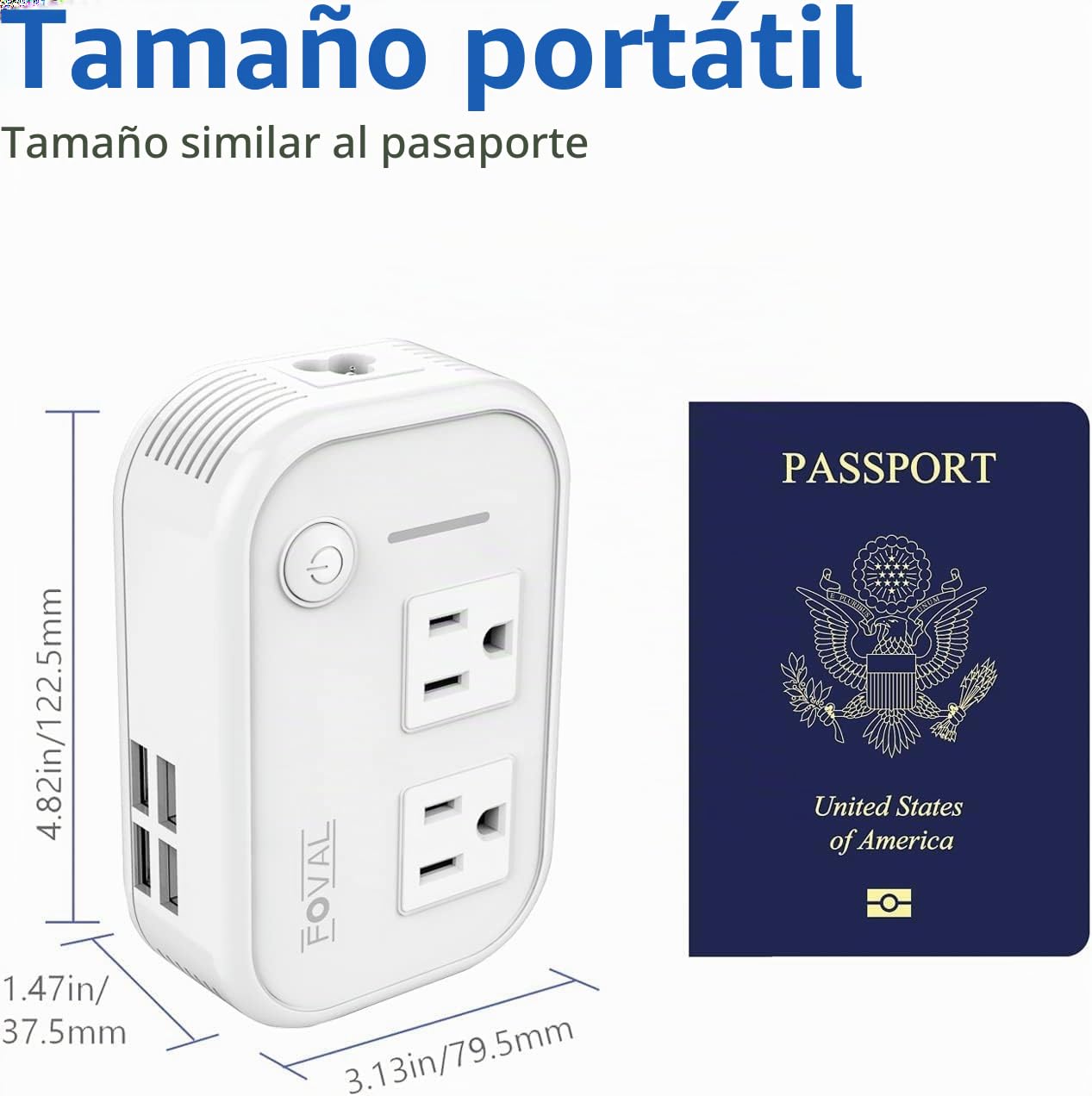 FOVAL foval bajada de potencia de 220v a 110v convertidor de voltaje con adaptador de la energía del recorrido internacional de 4 puertos usb en europa reino unido italia asia, etc, más de 150 países