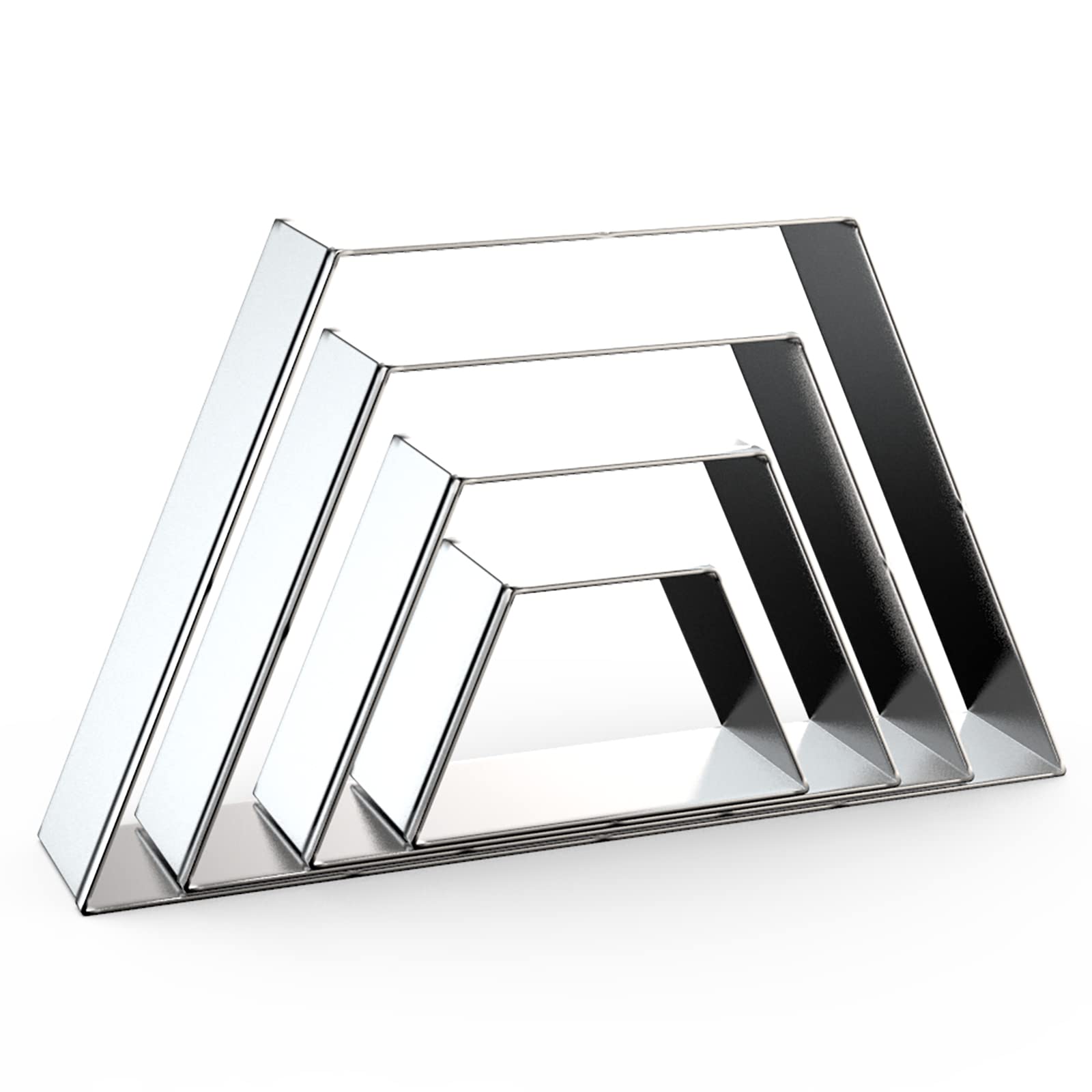 Trapezoid Cookie Cutter Set Large - 5 Inch, 4 Inch, 3 Inch, 2 Inch - Geometric Frame Plaque Cookie Cutters Shapes Molds - Stainless Steel
