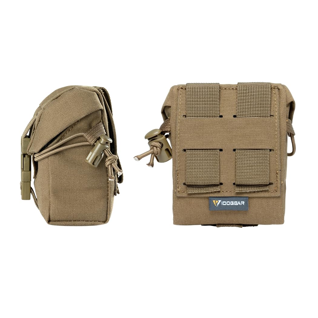 IDOGEAR Pochette de Grenades Tactiques Molle Pochette d'outils Ultility EDC Mini Sac de Rangement à la Taille avec Fonction Ajustable(Coyote Brown)
