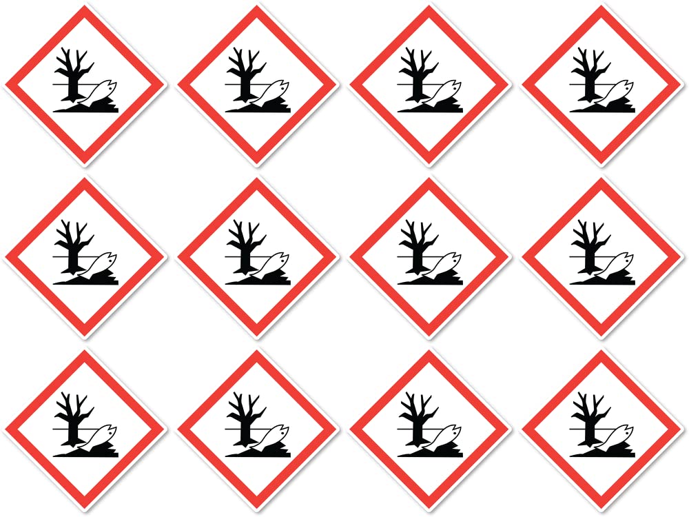 UN/GHS Hazard Symbol: UN Hazard Pictogram Sticker 1" Pack of 12, Red-and-white, 2.5 cm