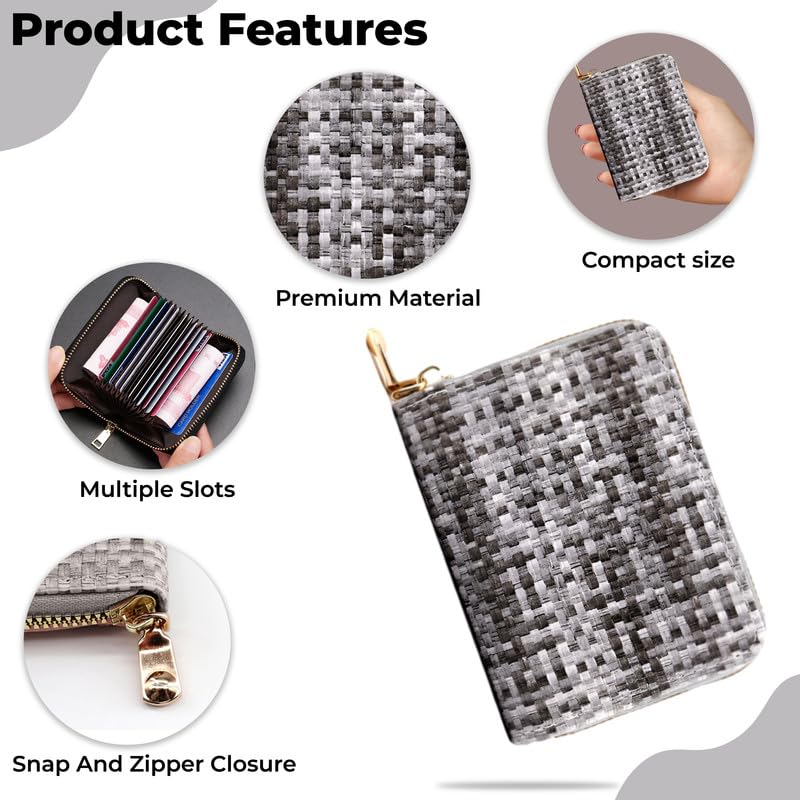 Image of Kraptick Wallet for Unisex - The Ultimate Stylish and Compact Credit, Debit, ATM Card Holder Organizer for Your Cards (Black Gray) (DMFP537)