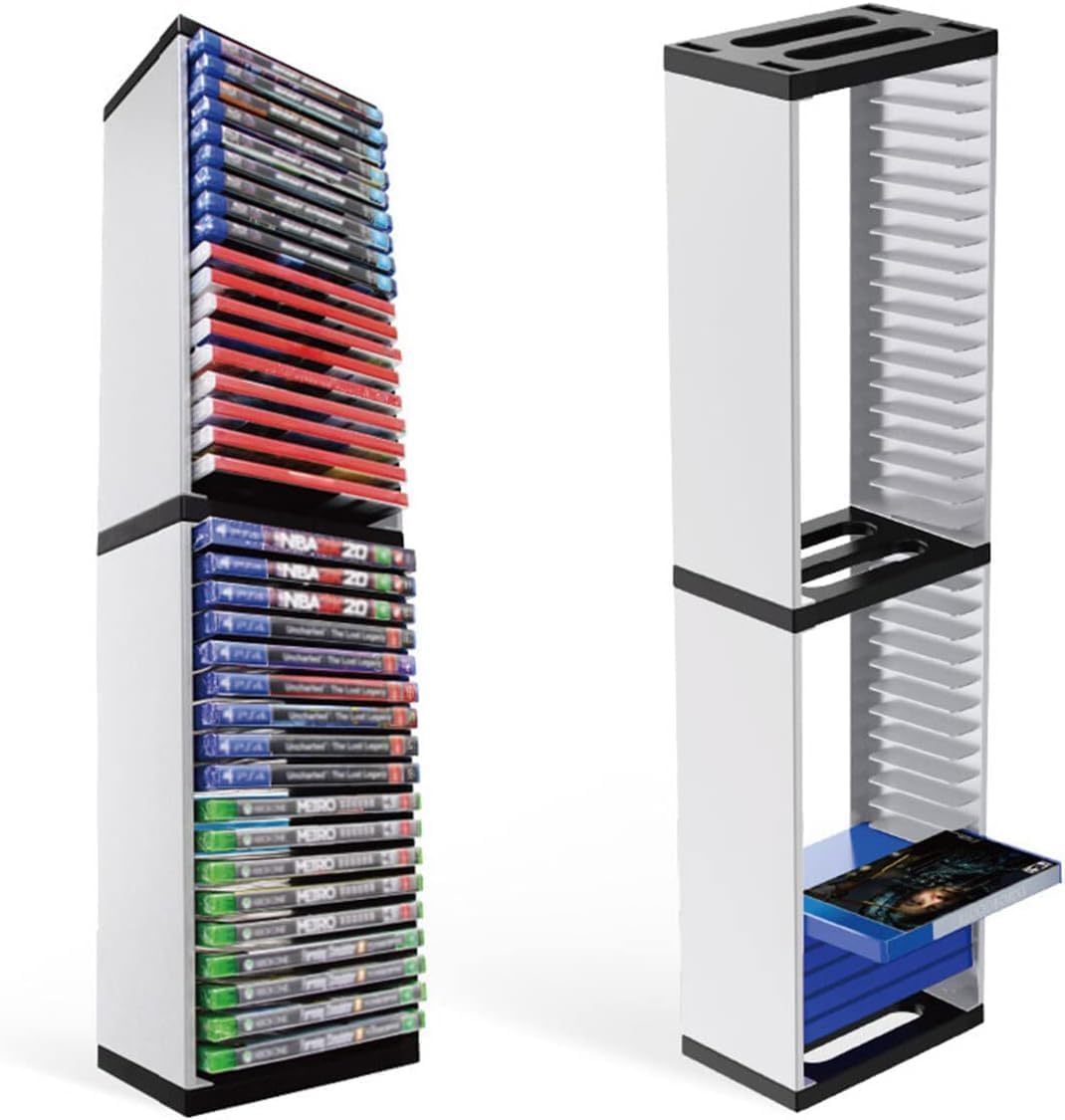NCONCO Torre di archiviazione per giochi, 36 pezzi, torre di archiviazione per dischi di gioco in ABS, torre universale per PS5/PS4/Xbox One/NS e dischi Blu-Ray