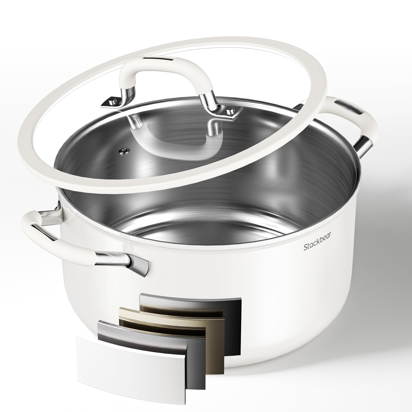 Edelstahl Suppentopf mit Deckel 24 cm, 6 L Kochtopf für Induktion,