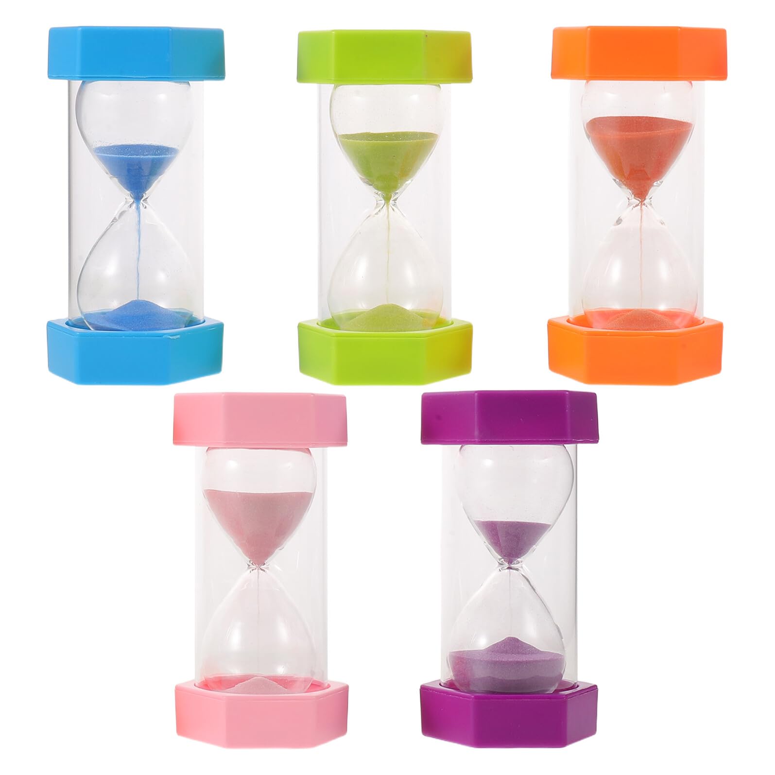 Minuteur cuisine et bureau 5 sabliers en plastique de 1, 3, 5, 10 et 30 minutes