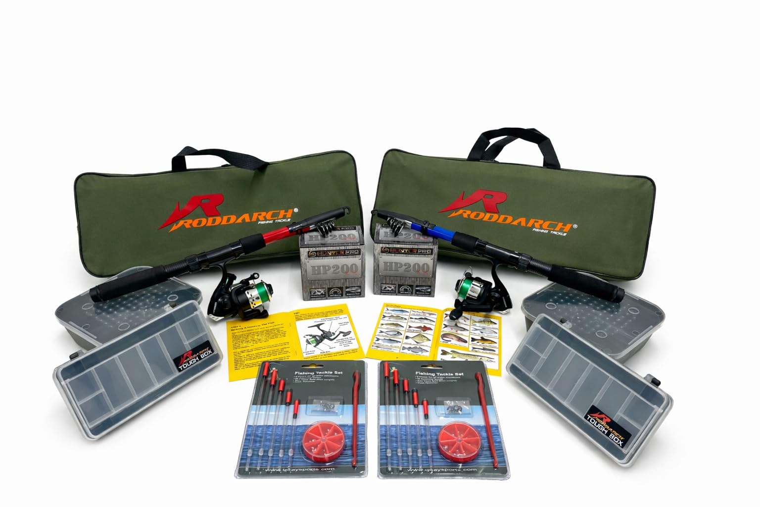 Roddarch 2-Pack Junior Fishing Kit: 2m Telescopic Rod & Reel Sets