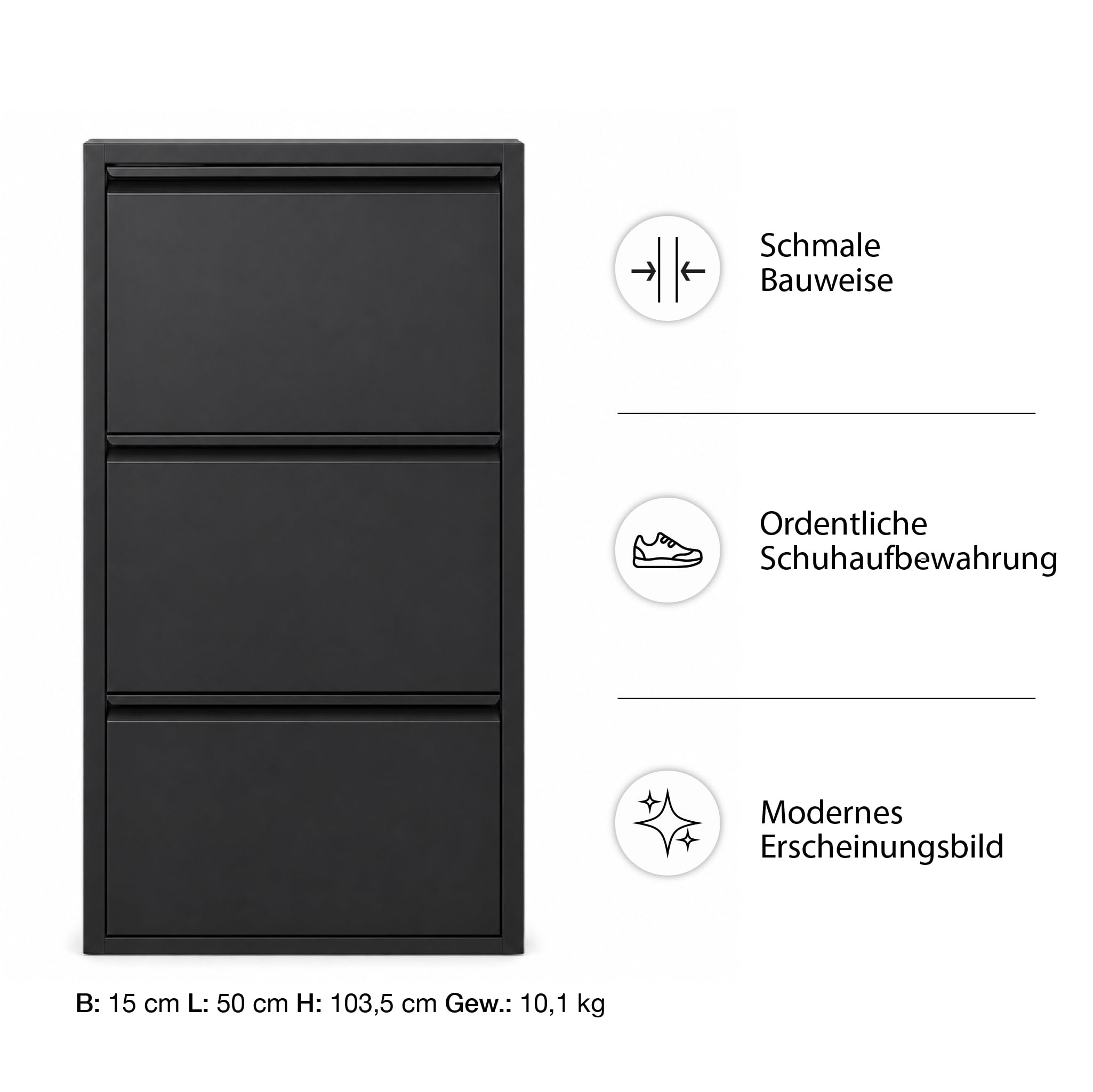 Klapp-Schubladen-Schuhschrank, Aufbewahrungs-Organizer, freistehendes Schuhregal, Wandmontage, Keine Montage (weiß, 4 Schubladen)