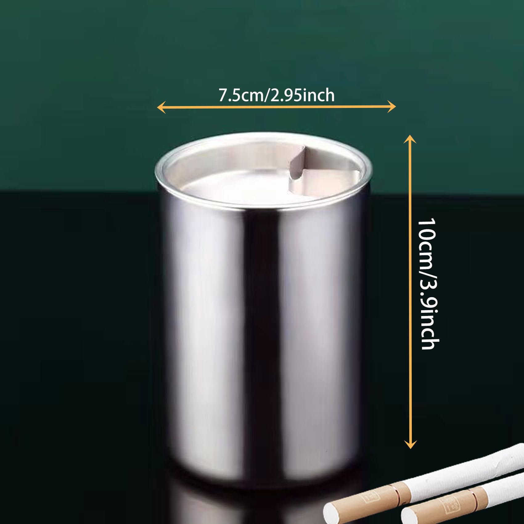 GZTFPQ Stainless Steel Ashtray, Windproof, Odor-Free, Silver, Casual, Indoor/Outdoor - Image 2