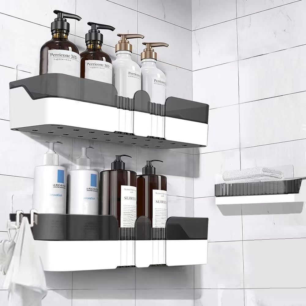 YOHOM Gray Adhesive Floating Shelf No Drilling for Bathroom