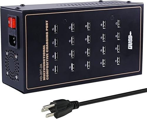 Miniatura 1 de USB Charging Station,Cinlinso 20 Port 200W40A Multiple USB Charger Station with Intelligent Protection for Smartphone Tablet School Shopping Hotel