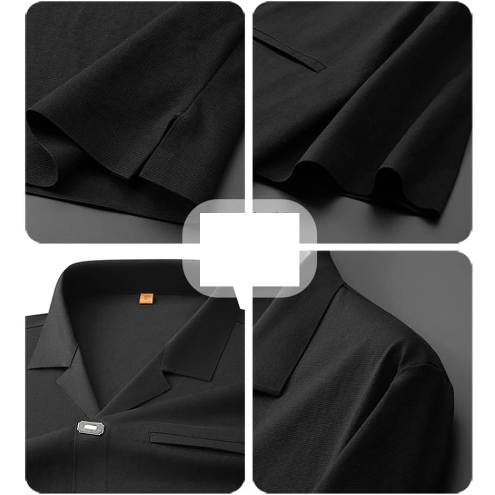 Polo de algodón clásico para hombre, color negro y azul cielo, cuello abotonado, bolsillo en el pecho, tops sin cierre