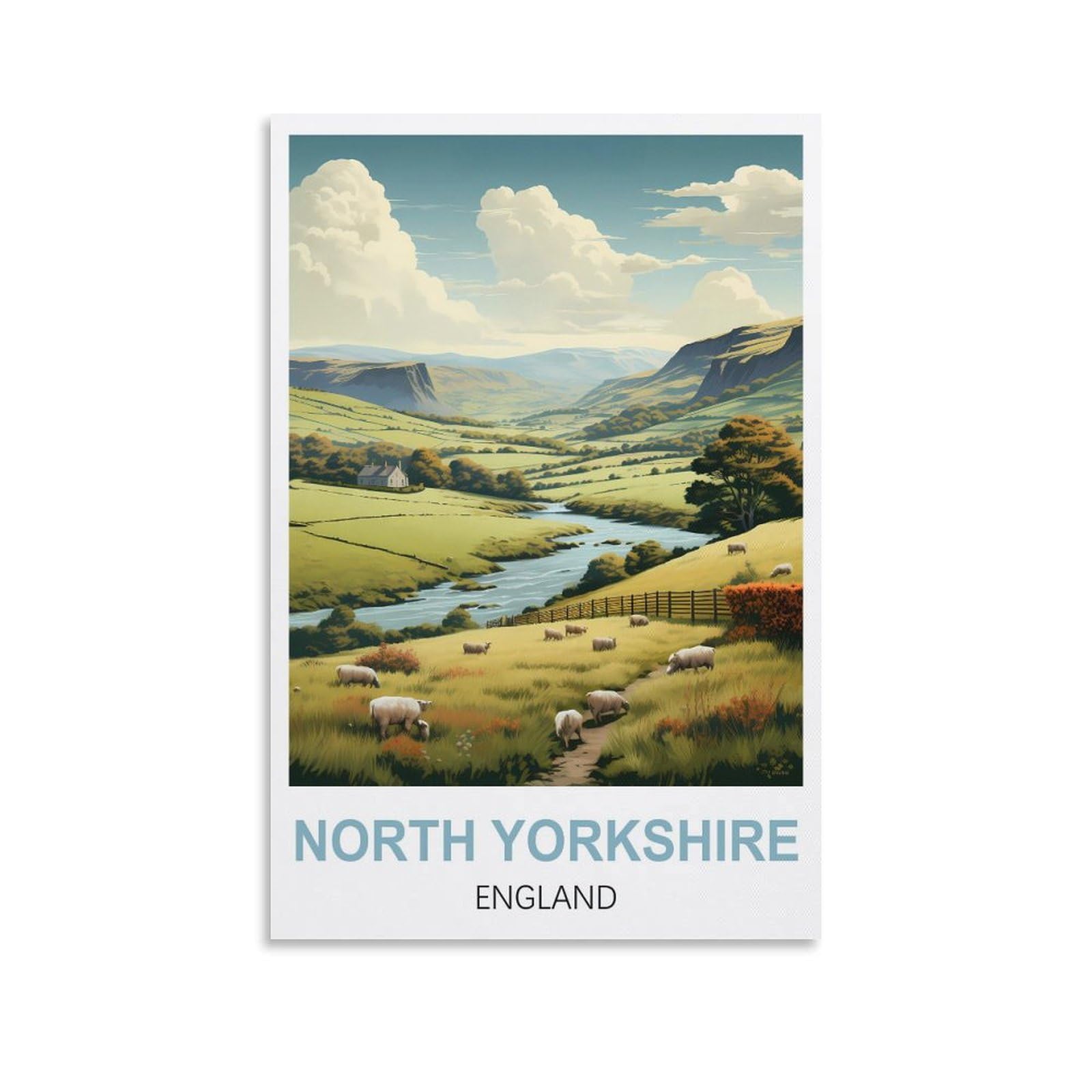 Whcheeh Unframe-Style North Yorkshire England Vintage Travel Posters 08X12inch(20X30cm) Canvas Art Print Wall Art Decor Picture