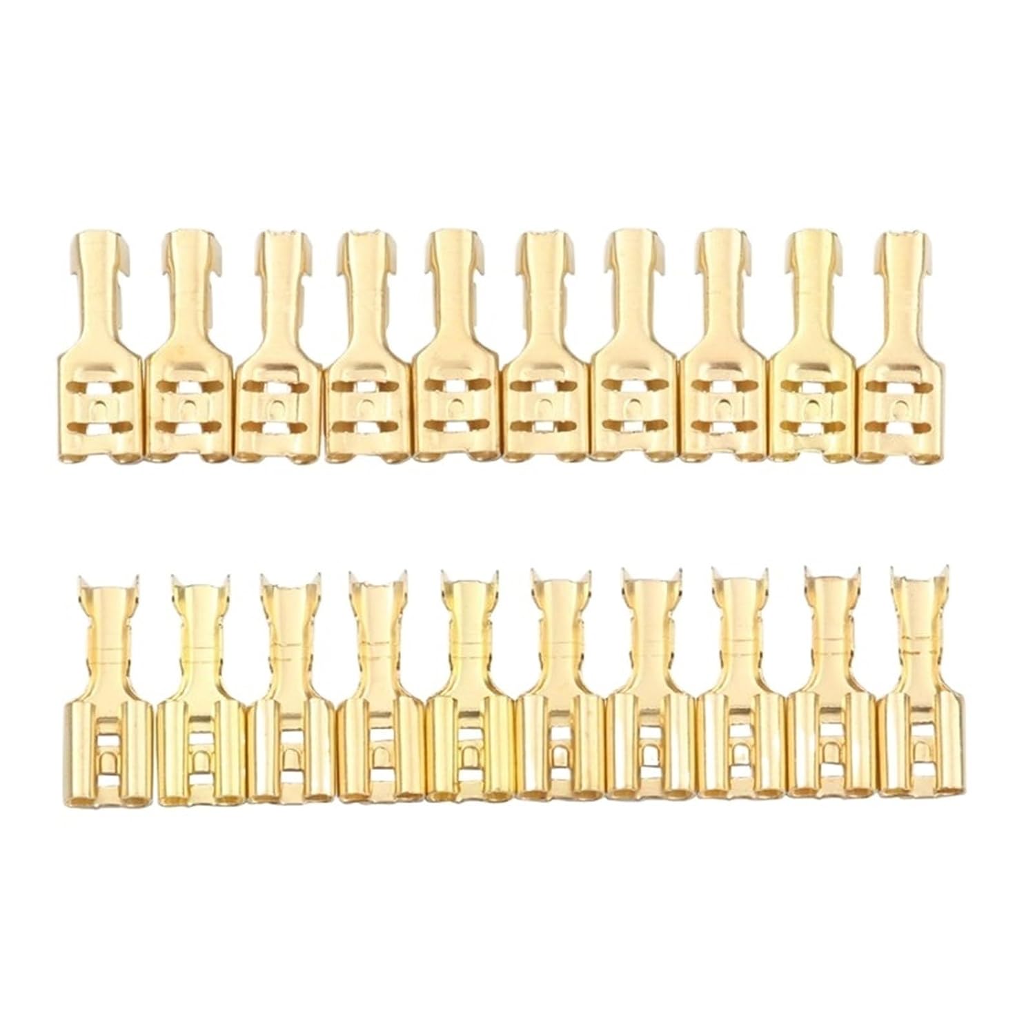 200Pcs Female Crimp Terminal Connector 2.8/4.8/6.3mm Gold Brass Car Speaker Electric Wire Connectors Set 22-16 AWG(100 4.8mm Silver)