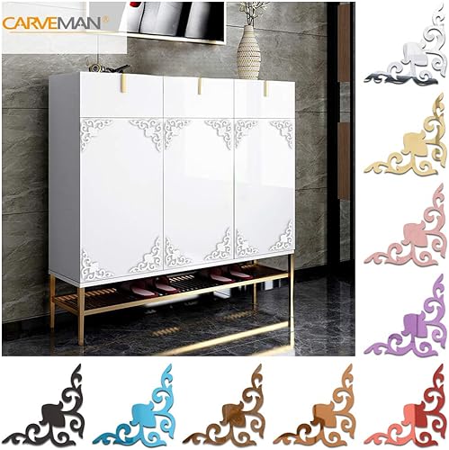 Miniatura 4 de funlife 16 calcomanías de espejo de pared autoadhesivas huecas, sin vidrio, espejo acrílico pequeño para decoración de pared de gabinete del hogar,