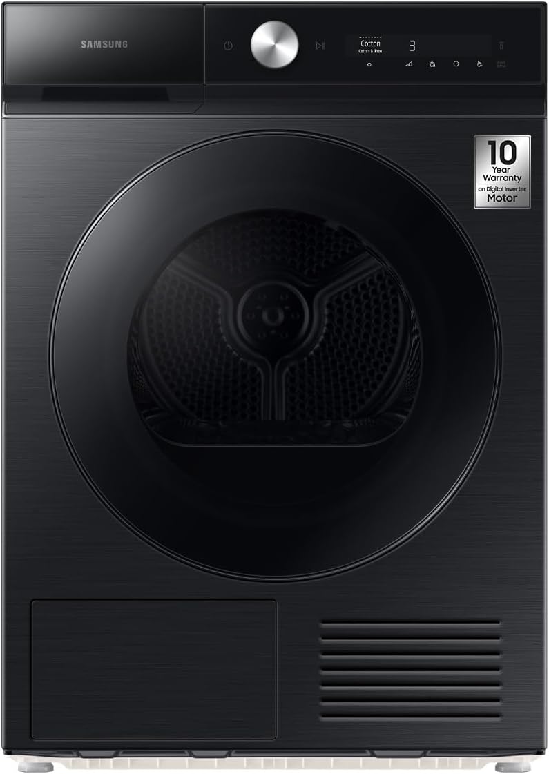 Samsung Dryer, Black 9kg, with A+++ Energy Efficiency, QuickDrive, AI Dry, DV90BB9440GBGU, 10 Year Warranty on Digital Inverter Motor (UAE version)