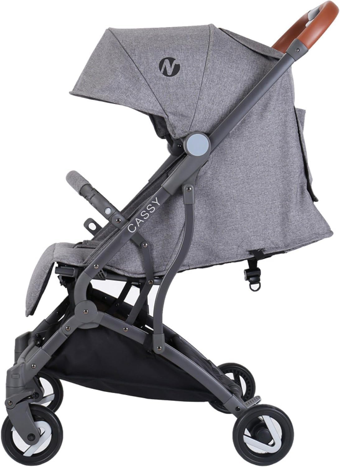Poussette compacte CASSY 6-48 mois, légère et maniable - pliable à une main - Sac de transport et porte gobelet inclus - Nania (gris)