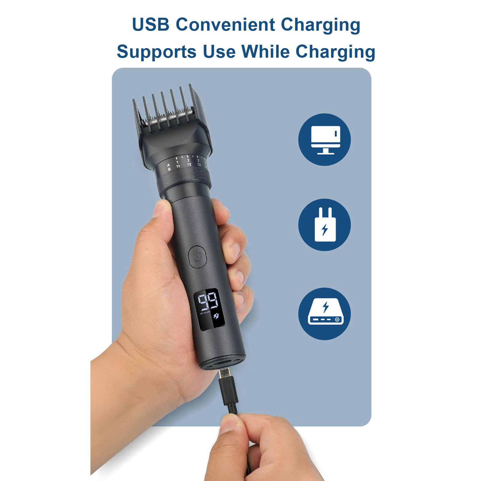 5-in-1-Haarschneider-Set für Männer, Bartpflege-Set, Körperpflegegerät mit LED-Anzeige und 21 Einstellbaren Längen, IPX6 Wasserdicht, Ideal für die Männerpflege (USB-Aufladung)