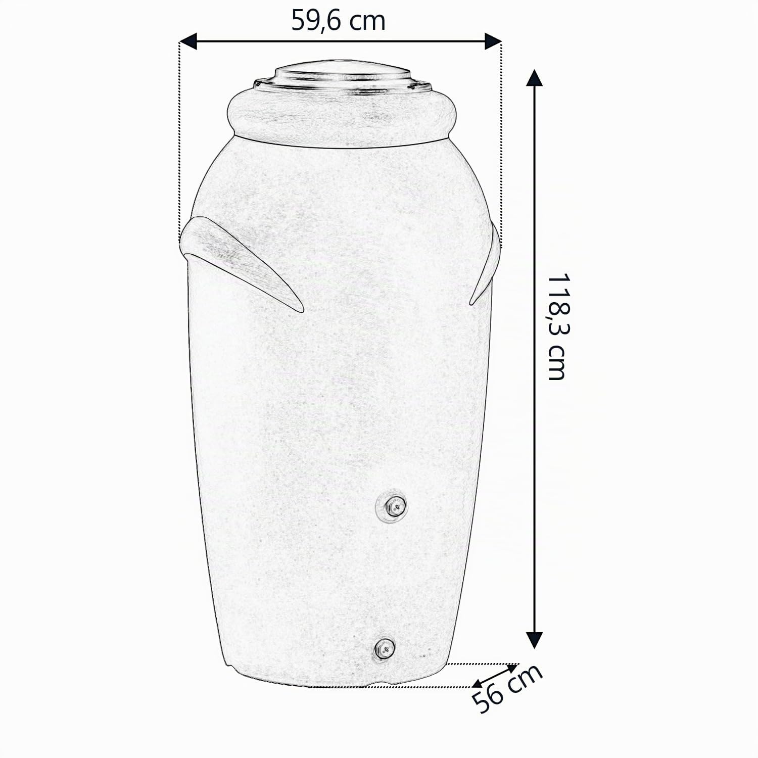 Serbatoio per Acqua Piovana Aquacan 210L | 56x59,9x118,3 cm | 2 Punti di Attacco | Incluso Inserto per Fiori Rubinetto e Sistema di Raccolta Acqua | Cisterna da Giardino | Colore Grigio Design Moderno
