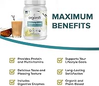 Vista 3 de Proteína completa sabor a chocolate, proteína orgánica vegana a base de plantas en polvo con enzimas - suministro para 30 días - Sin soja, lácteos