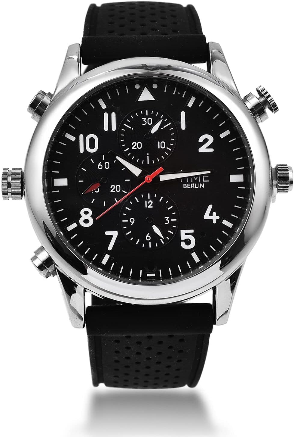 TJC Time Berlin Camera Watch - Wrist Watch with Camera and Microphone 4GB Internal Memory in Stainless Steel - Black Strap